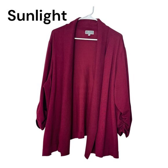 JM Collection Womens Burgandy Open Front Cardigan SZ 3X Comfy Business Casual - Picture 1 of 12